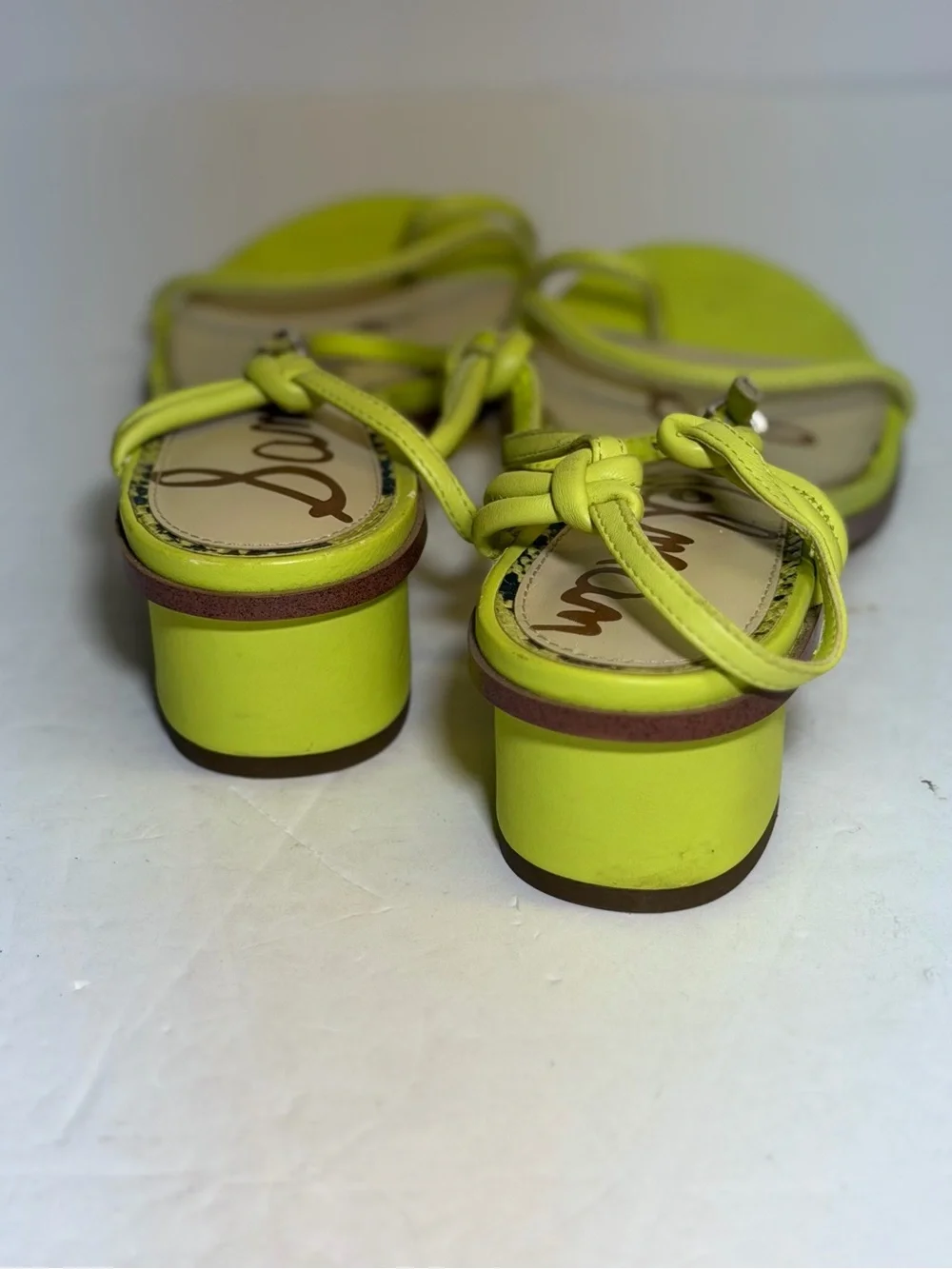 Sam Edelman Isle block heel lime yellow Strappy Toe-Ring Sandals Size 9
